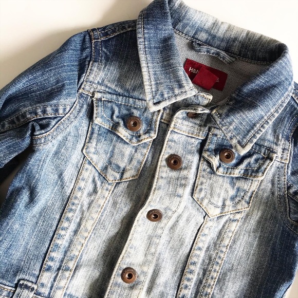 H&M distressed washed out denim jacket EUC 1.5-2Y - Picture 2 of 5